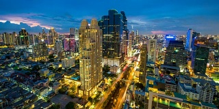 4k Time Lapse Night Cityscape Of Chong-Nonsi, Sathon, Bangkok City, Thailand