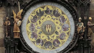 布拉格天文钟，又称布拉格Orloj，是一座中世纪的钟，位于捷克共和国首都布拉格视频素材模板下载