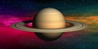 太空星云背景上的土星