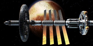 科幻星际飞船上的冥王星背景