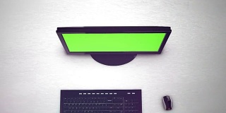 绿色屏幕的电脑显示器