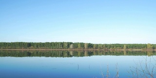 大湖或河流的全景图
