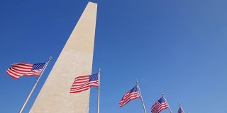 华盛顿纪念碑，背景是晴朗的蓝天