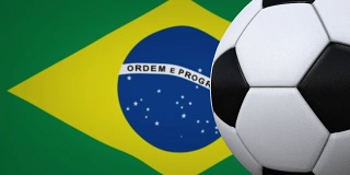 足球环与巴西国旗的背景