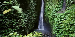 印尼巴厘岛的Leke Leke瀑布。热带森林和瀑布