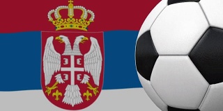 足球环与塞尔维亚国旗的背景