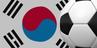 以韩国国旗为背景的足球圈