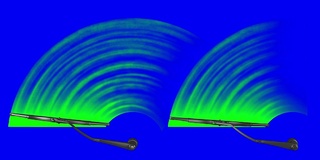 4K挡风玻璃刮水器，绿屏，蓝屏。无缝循环。