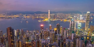 4K时间从早到晚从俯视香港金城