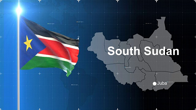带地图的南苏丹旗