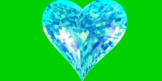 破碎的心3d插图渲染绿色屏幕