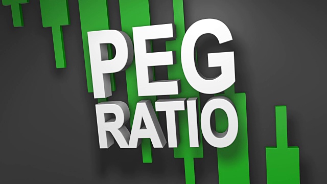 PEG市盈率增长3D标题动画股票市场