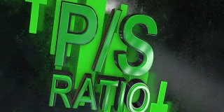 P/S比率，价格与销售比率或PSR 3D标题动画股票市场