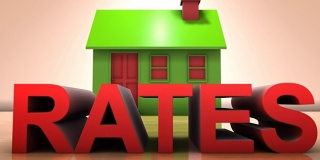 关于房地产市场利率和住房贷款的3D动画标题