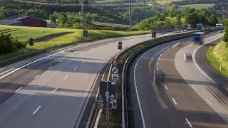 德国A3高速公路交通堵塞-时间流逝视频素材模板下载