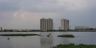 风暴湖城市景观时间推移班加罗尔印度4K