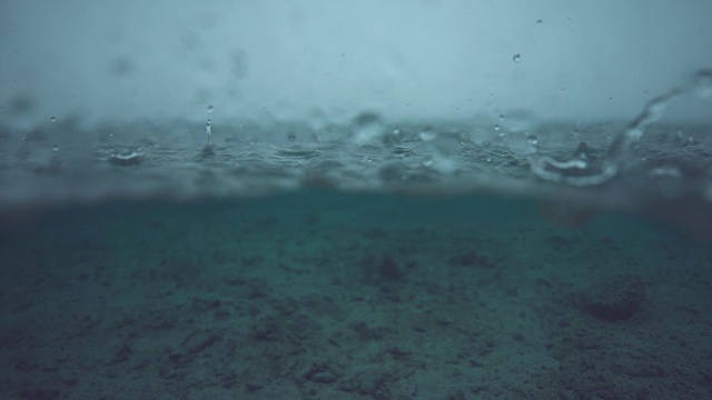慢镜头:一滴小雨落进无尽的海洋，激起涟漪。