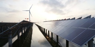 太阳能板和风能，自然界的清洁能源