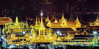 泰国曼谷曼谷，国王普密蓬·阿杜德的皇家火葬柴堆的延时视频