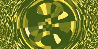 绿色的抽象背景，闪烁的圆圈和正方形，循环。波纹数字背景的许多绿色广场。抽象装饰软彩虹颜色随机移动块背景