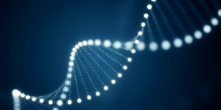 在蓝色背景下发光分子旋转DNA中的粒子构造