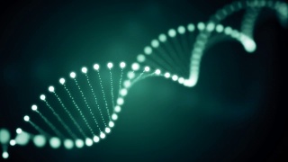 无缝动画旋转DNA发光分子在绿色背景视频素材模板下载