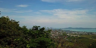 白天普吉岛镇岛大佛山空中海岸线全景4k泰国