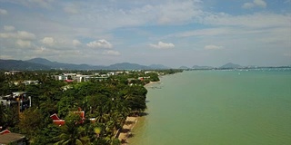 白天普吉岛空中海岸线全景4k泰国