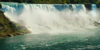 令人难以置信的瀑布瀑布-尼亚加拉大瀑布。从加拿大一侧到美国海岸的景色
