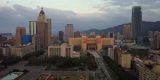 台湾日落时间台北市景中央广场航拍全景4k