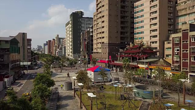 台湾晴天台北市景交通街道城市寺庙航拍全景4k