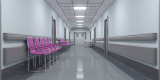 医院走廊，访客，穿过大厅。