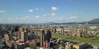 台湾白天台北市著名的滨江航拍全景4k