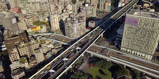 台湾晴天台北市交通街道路口中心航拍全景4k