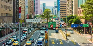 日光台北市交通街道中心全景4k时间流逝台湾