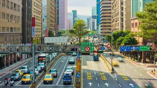 日光台北市交通街道中心全景4k时间流逝台湾视频素材模板下载
