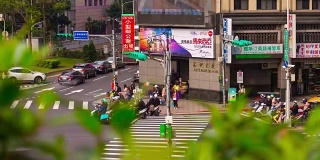 台北市晴天交通街道屋顶花园视图全景4k时间流逝台湾