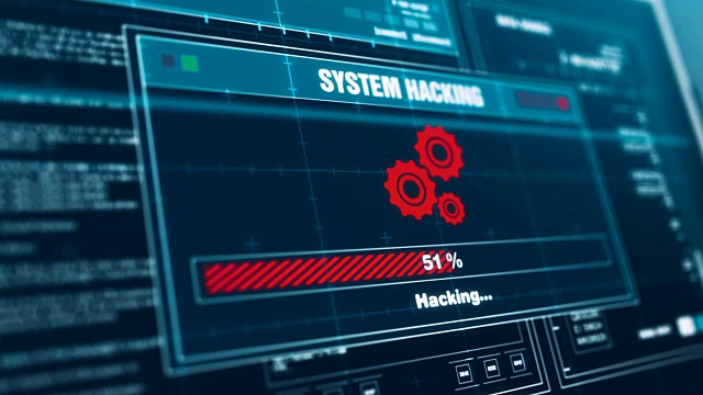 system hacking Progress Warning消息系统被黑客攻击屏幕上的警报，计算机屏幕输入系统登录和密码登录进入显示进度授予系统安全。