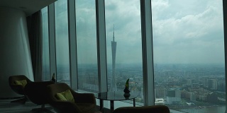 白天时间广州名塔顶景厅慢镜头全景4k中国