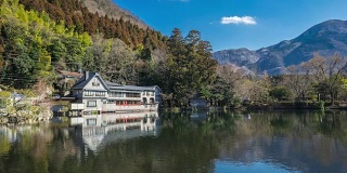 日本大分玉福岛的金仁科湖的延时视频