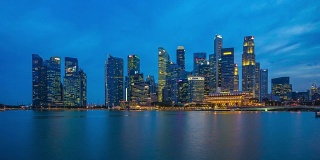 日日夜夜的新加坡城市天际线与滨海湾时间流逝4K