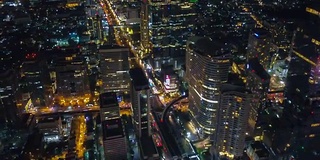 鸟瞰图的时间流逝夜景Chong nonsi，曼谷市，泰国MahaNakhon大厦