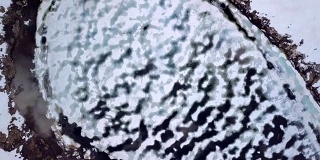 冰冻湖无人机镜头上升和旋转