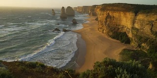 美丽的日落在十二使徒在澳大利亚的夏天