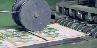 工厂的印刷设备，特写。