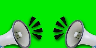 扩音器视频动画绿色屏幕。注意,新闻,打开。