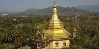 老挝琅勃拉邦内观寺及周边景观无人机拍摄