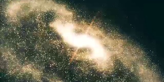 旋转螺旋星系-深空探索。宇宙中星系与恒星和星云的动画