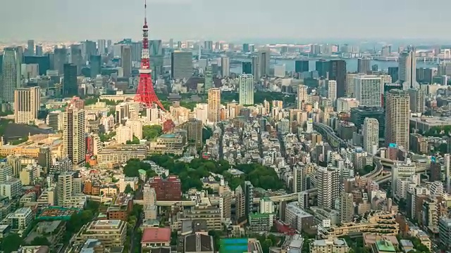东京塔城市视点平移时间流逝
