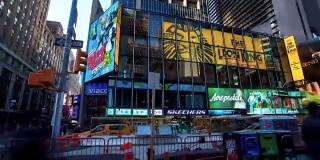 纽约——2016年3月29日:纽约时代广场360度全景的时间流逝